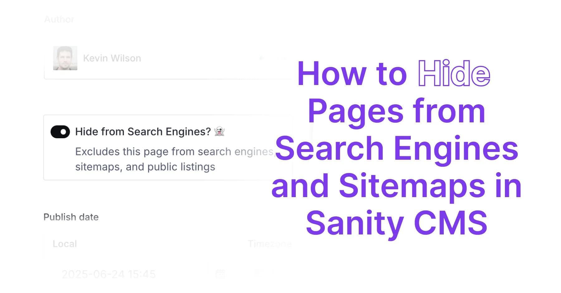 how to no-index a page and hide it from search engines and sitemaps in Sanity CMS
